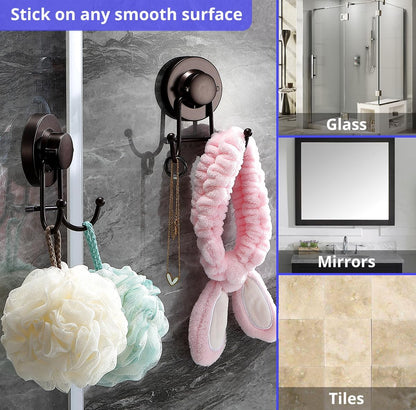 HOME SO Suction Cup Hooks for Shower & Bathroom Towel Holder 1-Pack – Suction Cups Hooks for Hanging Towels, Robes, & Coats - Tiles, Glass Door or Mirror – Shower and Towel Hooks - Chrome, Stainless
