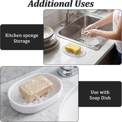 2 Pack Soap Dish for Shower, Non-Slip Silicone Bar Soap Holder Self-Draining Soaps Saver Pad Kitchen & Bathroom Accessories for Shower Niche/Shelf Bathtub