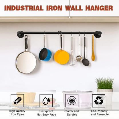 Gold Wall Mount Iaundry Drying Rack - 54" Pipe Garment Rack, Portable Heavy Duty Iron Closet Hanger Rod, Modern Metal Detachable DIY Hanging Bar for Laundry Room and Closet Storage