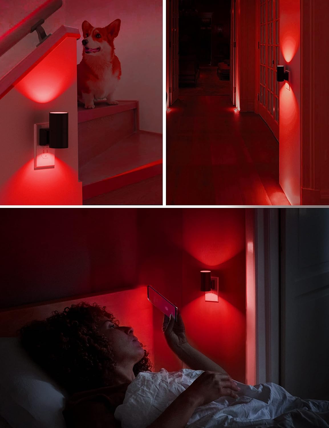 L LOHAS LED Night Light Plug in, Modern Night Lights Plug into Wall, Dusk to Dawn Sensor, Soft White 3000K, 0-100LM Adjustable Brightness, Dimmable Night Lights for Hallway Bedroom Stairway, 2 Pack