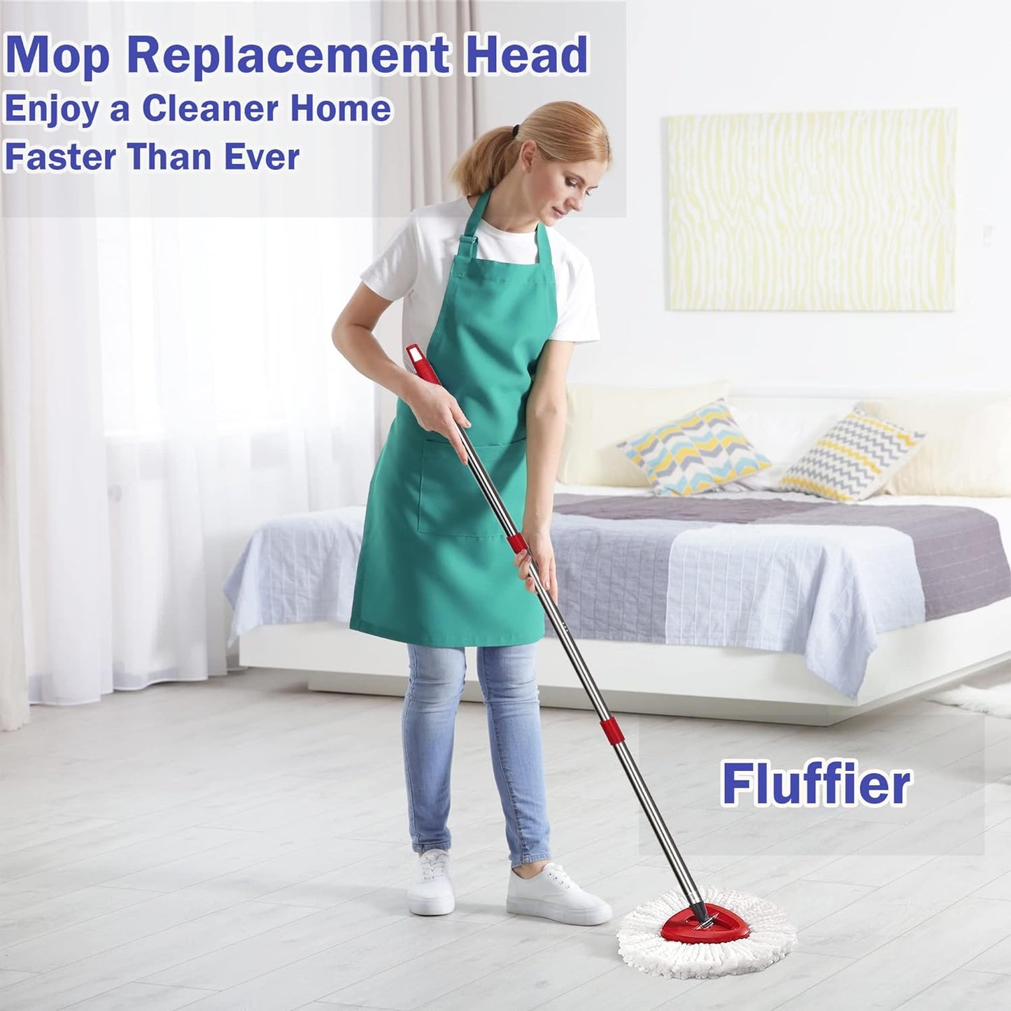 2 Pack Mop Heads Replacements - 40% More Cleaning Power, Spin Mop Heads Replacements for O Cedar Easy Wring 1-Tank System, Deep Cleaning, Microfiber and Machine Washable