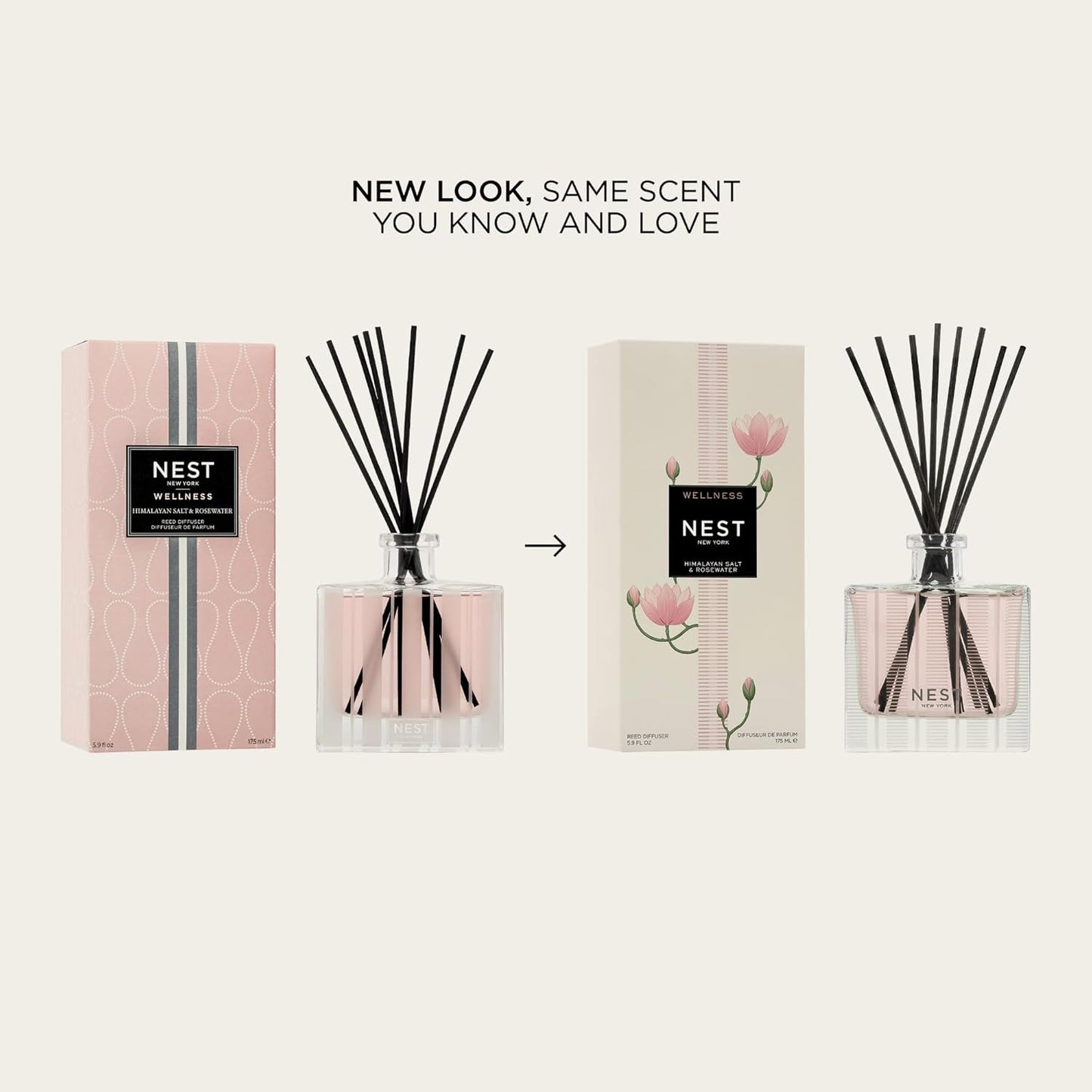 NEST New York Reed Diffuser, Wild Mint & Eucalyptus - 5.9 fl oz - Fragrance for Up to 90 Days - Reusable, Refillable Glass Holder - Includes 8 All-Natural Reed Sticks - Flame Free