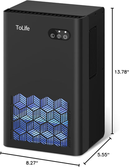 ToLife Dehumidifier for Home 95 OZ Water Tank, 1000 sq.ft Dehumidifiers for Basement Bedroom Bathroom with Auto Shut Off 7 Colors LED Light, Grey