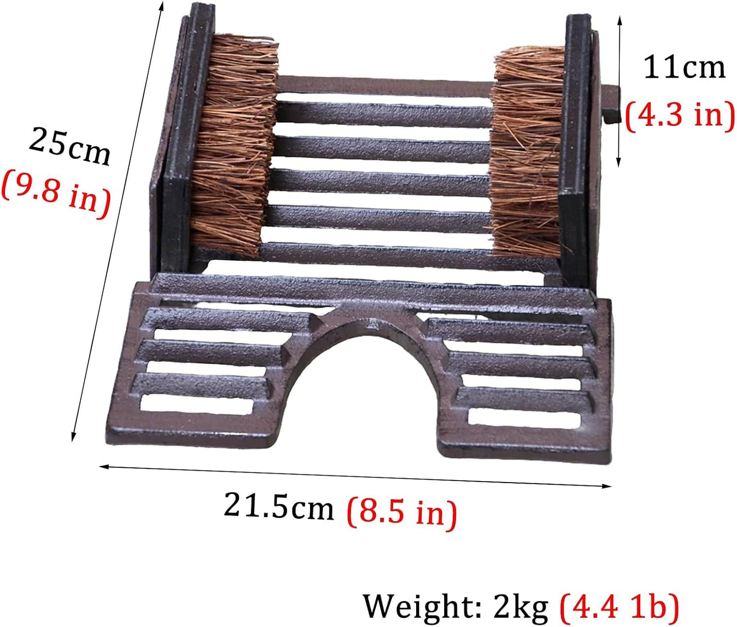 Cast Iron Shoe Brush, Rust Brown Shoe Cleaner with Bristles, 4.3 Inch Height Boot Scraper Mat for Porch, Entryway, Hallway