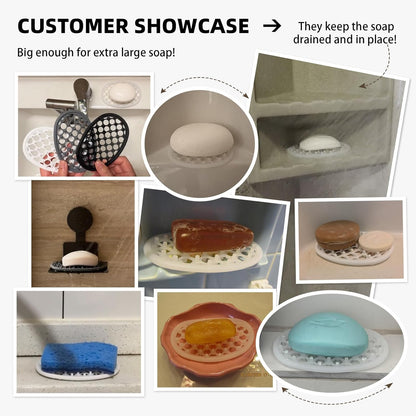 2 Pack Soap Dish for Shower, Non-Slip Silicone Bar Soap Holder with Efficient Drainage Holes for Bathroom Sink, Self Draining Soaps Saver Pad for Shower Niche, Shelf (Translucent- 2Pcs)