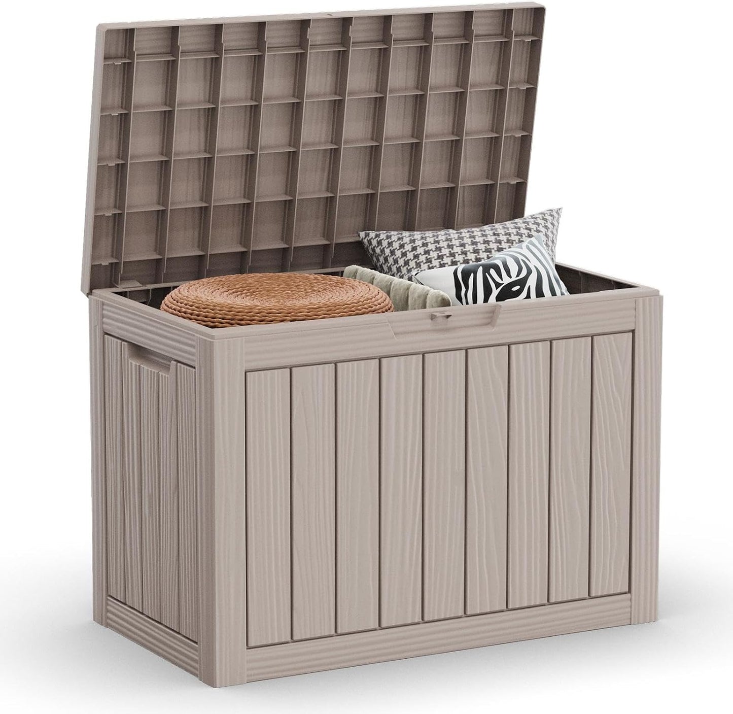 LAUSAINT HOME 320 Gallon Resin Deck Box, Package Delivery Box with Lockable Lid, Waterproof Outdoor Storage Box For Garden Tools, Patio Cushions(320 Gallon,Black)