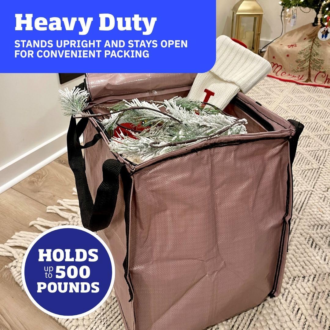 DURASACK XL 48-Gallon Zipper Top Heavy Duty Storage Tote Bags, Black | Rugged Woven Polypropylene Moving Bag, Reusable Self-Standing Design, Holds up to 500 Pounds