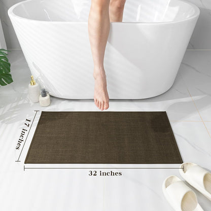 chakme Bathroom Rugs Mat 24x17, Ultra Thin Non Slip Bath Mat Small Quick Dry Absorbent Bath Mat for Bathroom Floor, (Dark Beige, 24"x17")