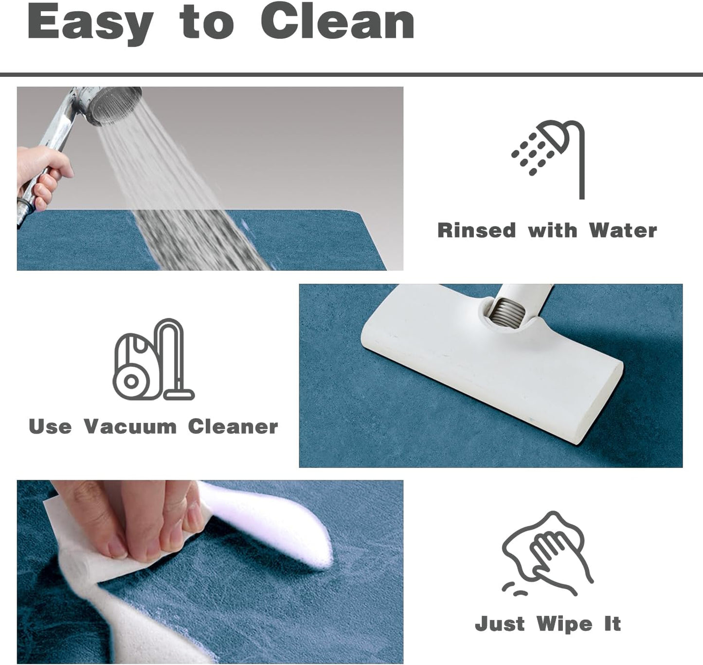 TYUU Bath Mat, Bathroom Rugs Non Slip Washable Thin Absorbent Quick Dry Bath Mat Fits Under Door Bathroom Floor Mat Perfect for Bath, Shower, or Sink 16"x24" Dark Grey