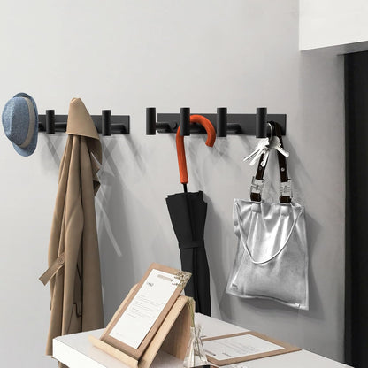VAEHOLD Black Hat and Coat Wall Mount Rack - 3 Hooks for Robes, Bags, Keys, and Towels - Bathroom Towel Hanger Organizer (1 Pack)