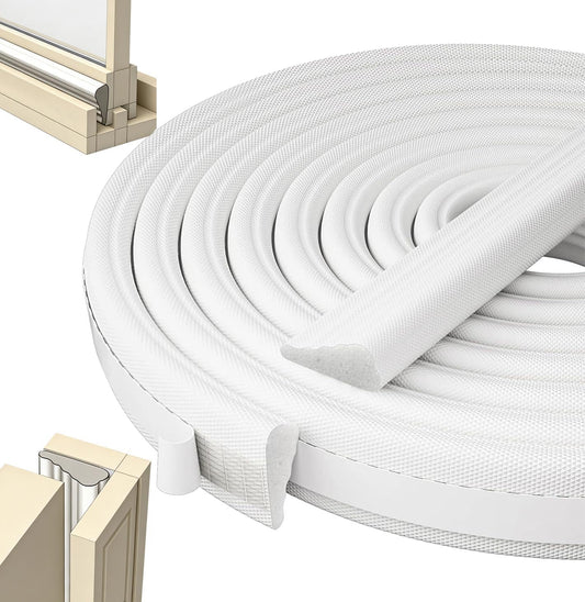 118" Weather Stripping Door Seal Strip, Wedge-Shape Window Foam Seal Strip, Soundproof Front Door Frame Seal, Self-Adhesive Winter Insulation for Doors & Windows, Noise Cancelling Window Inserts
