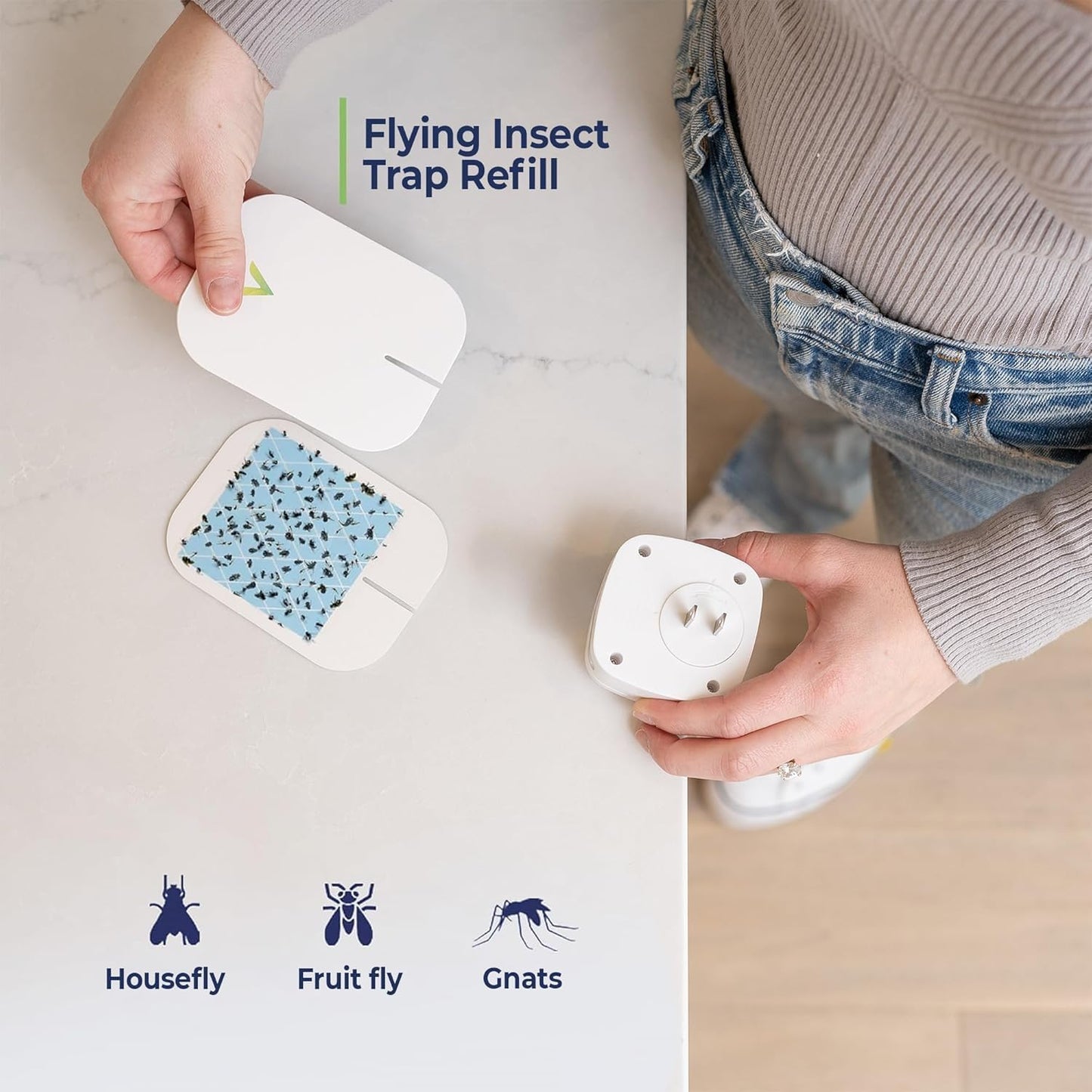 VEYOFLY Fruit Fly Traps for Indoors (2 Device + 4 Refills), Gnat Trap Indoor Plug in, Bug Traps, Flying Insect Trap, Gnat Traps for House Indoor, Fly Trap Indoor for Home Bug Light, Gnats Catcher