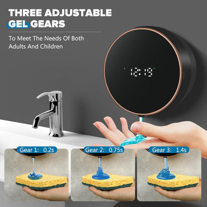 Automatic Soap Dispenser Foam Bathroom: Wall Mount Rechargeable Touchless Adjustable Auto Smart Electric Plastic Black Foaming Soap Dispenser with Clock - Kitchen - Hand Dish Lotion Couple Kids
