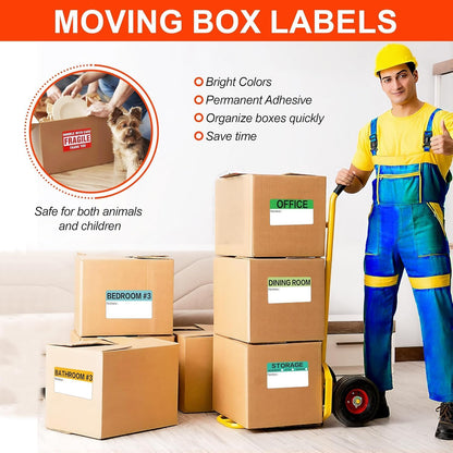 Moving Stickers 800 Pcs 3x2 Inch – Large Home Moving Packing Labels for Boxes Color Coded – Packing Stickers for Moving Boxes with Writable Notes – 20 Large Customizable Moving Box Labels