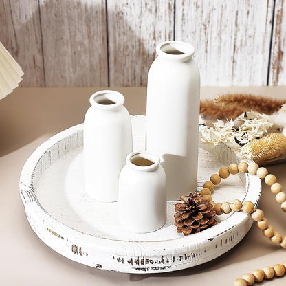 CUCUMI Ceramic Vase Set of 5, Home Decor Farmhouse Décor Handmade Pottery Vases for Pampas Grass, Dried Fresh Flowers, Table, Living Room, Kitchen, Shelf, Entryway Mantel Neutral Tones