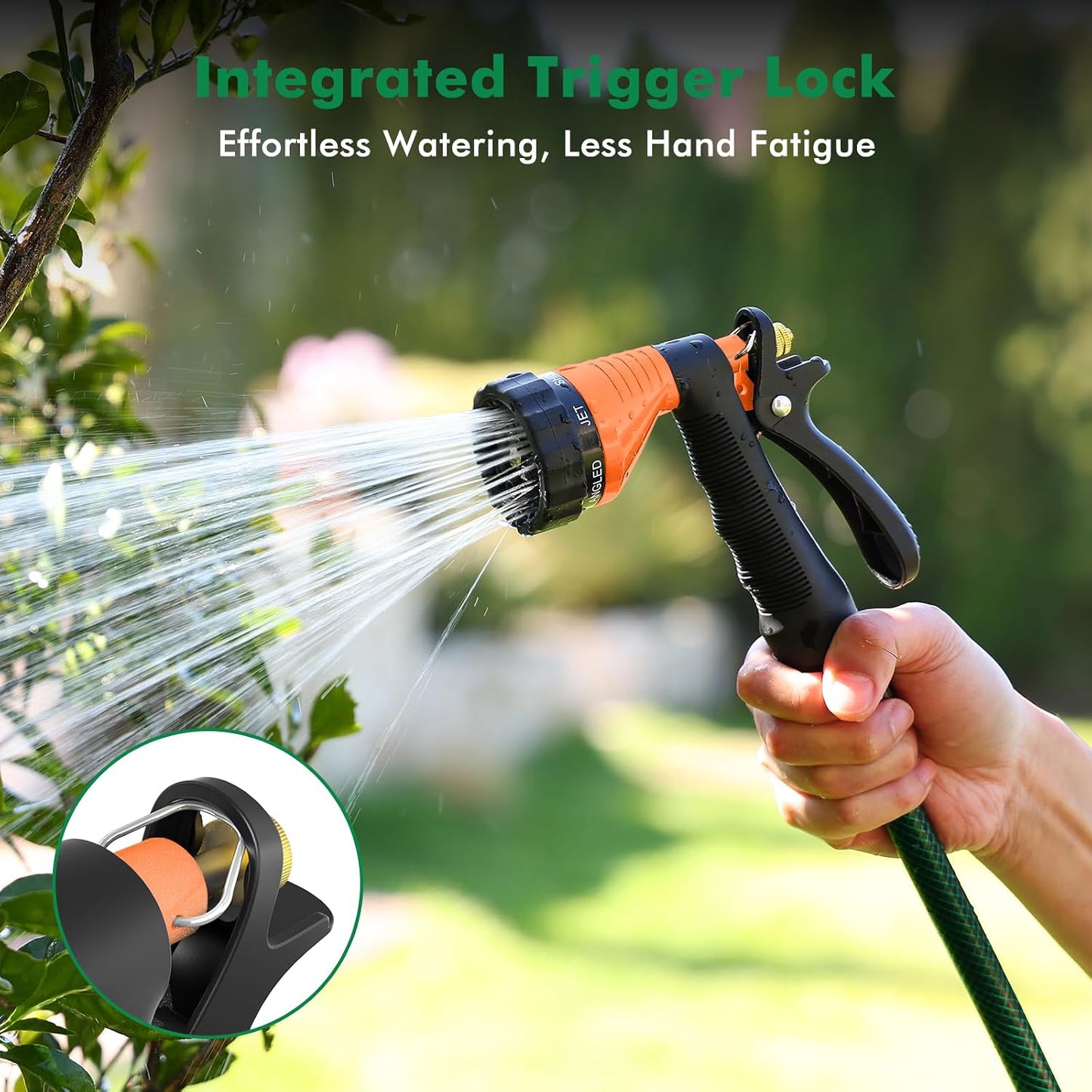 RESTMO Garden Hose Spray Nozzle, Water Hose Nozzle Heavy Duty, High Pressure Hand Sprayer with 6 Adjustable Watering Patterns, Slip Resistant for Watering Plants, Car Washing & Pet Showering, Purple