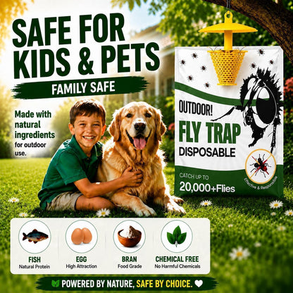 Fly Traps Outdoor 9 Pack, High-Capacity Disposable Water-Activated Hanging Bags - Outdoor Protection Pouches for Horse Stables, Barns, Ranches and Yards