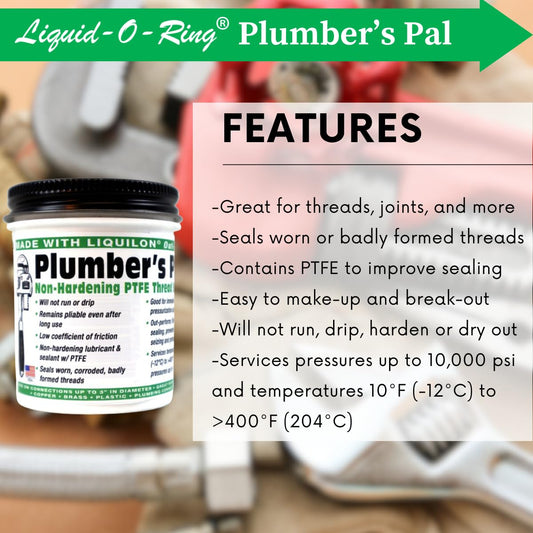 Plumber’s Pal Non-Hardening PTFE Thread Sealant Paste – Seals Worn Metal & Plastic Pipe Threads, High Temp & High Pressure (10,000 PSI), 5oz Brush Top Can, Made in USA
