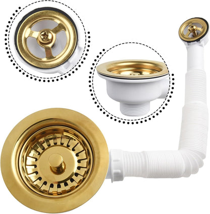 114MM Sink Strainer Stainless Steel Drain Basket with Overflow Prevention for Sink Holes 86 to 95MM
