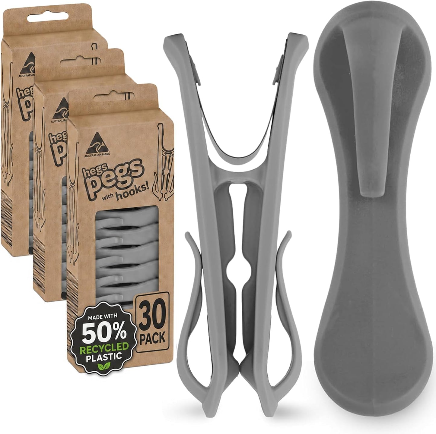 Hegs 24 Pack Multi-Color - The Smartest Heavy Duty Clothespins with Hooks - Hang 3 Garments at Once with Our Tough, Dual Hooks Clothes Pins with Anti-Rust Spring - Durable, Colorful Clothespins