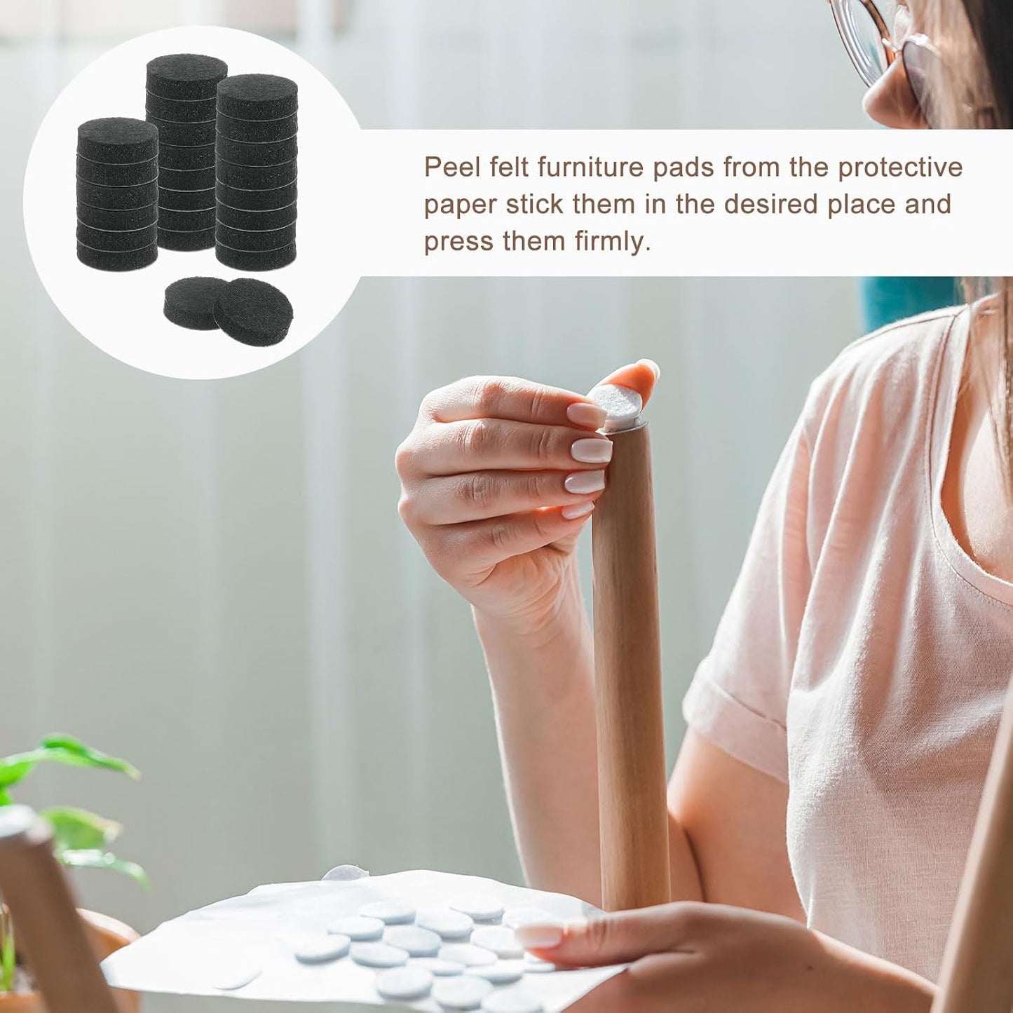 uxcell Furniture Pads, 36Pcs 0.5" - Round Self Adhesive Felt Furniture Pads, Floor Protectors for Furniture Feet Chairs Legs Hardwood Floors (Black)