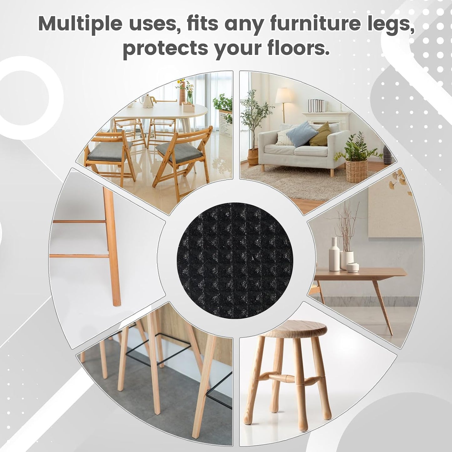 128 Pcs Non Slip Furniture Pads, 3/4 Inch Round Anti Slip Furniture Pads, Self Adhesive Rubber Anti Skid Grippers, Chair Leg Floor Protectors for Hardwood Floors, Keep Furniture in Place