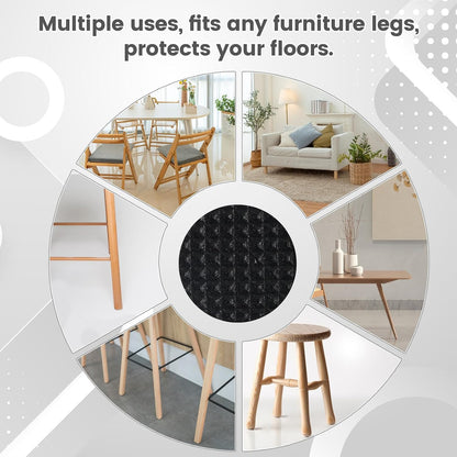 128 Pcs Non Slip Furniture Pads, 3/4 Inch Round Anti Slip Furniture Pads, Self Adhesive Rubber Anti Skid Grippers, Chair Leg Floor Protectors for Hardwood Floors, Keep Furniture in Place