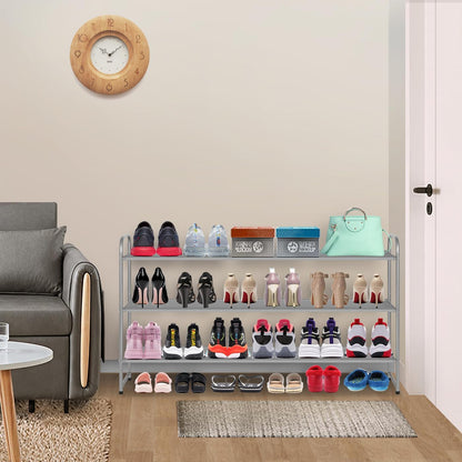 MISSLO 3-Tier Long Shoe Rack for Closet Shoe Organizer for Closet Floor Entryway Storage Stackable Wide Shoe Shelf Stores 24 Pairs of Men Sneakers, Black