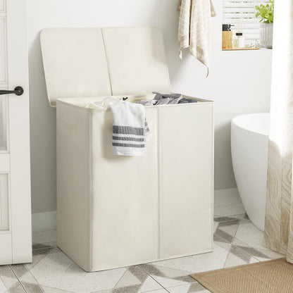 WOWLIVE 180L Laundry Hamper with Lid 3 Section,Large Laundry Basket with Removable Bags and Handles,Collapsible Dirty Clothes Hampers for Laundry,Laundry Basket Organizer for Laundry Room,Dorm,Beige