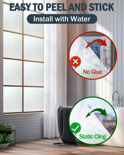 Lovepea Pure Frosted Glass Window Privacy Film 24 Hour Two Way Privacy, Removable, Static Cling, Ideal for Privacy scenarios Such as Home Office Doors and Windows (17.5 x 78.7 Inch)
