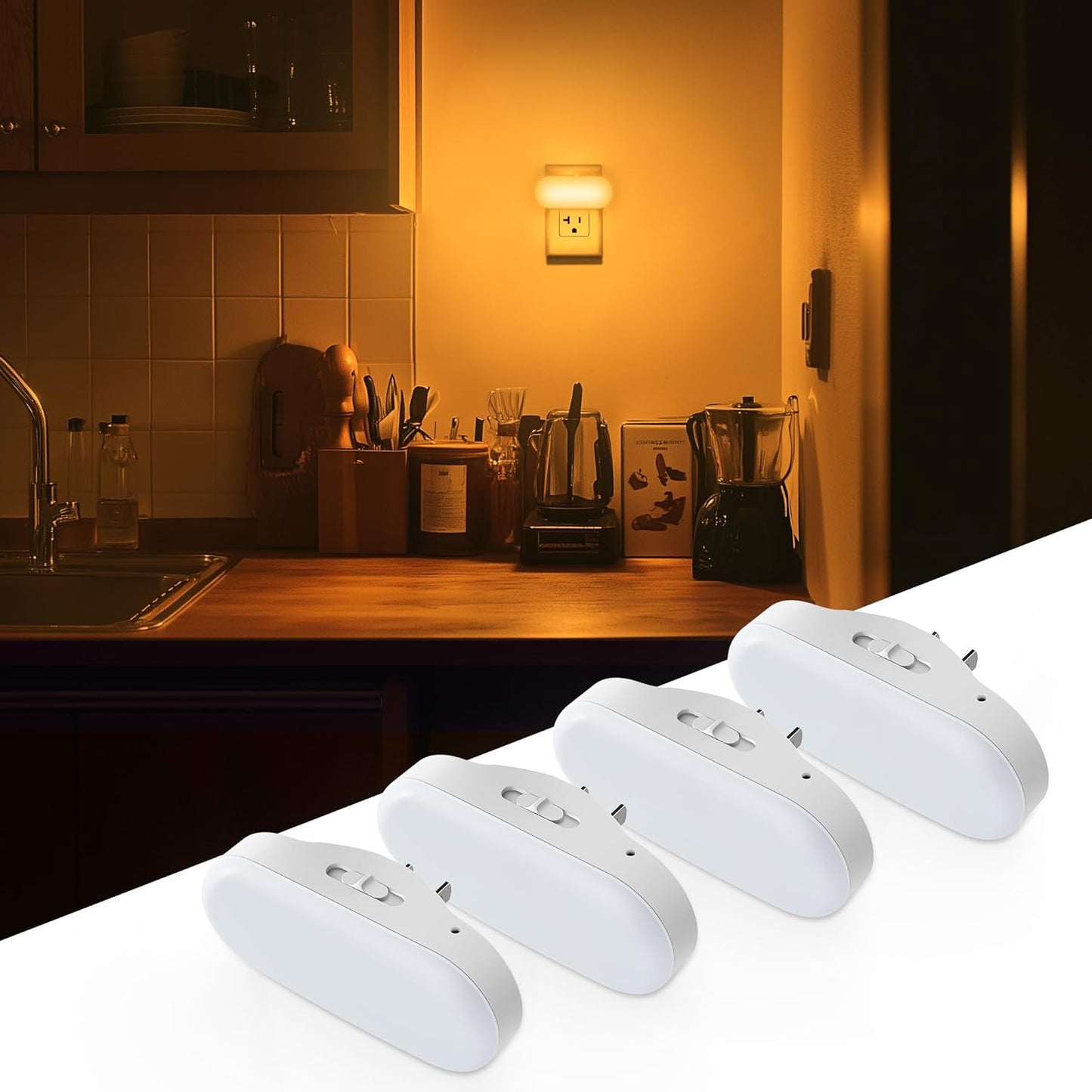 DORESshop Led Night Light, Plug into Wall, [2 Pack] with Dusk to Dawn Sensor, 1W 5000K Dimmable Night Light from 0LM to 100LM for Bathroom Hallway Bedroom Kids Room Stairway