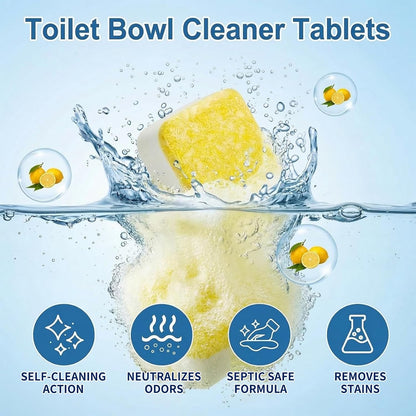 Toilet Bowl Cleaner Tablets – Lots of Foam Deodorizer & Septic Safe, Odor Eliminator, Stain Remover for Long-Lasting Freshness,No Harsh Chemicals,– Fresh Lemon Scent 24 Pack