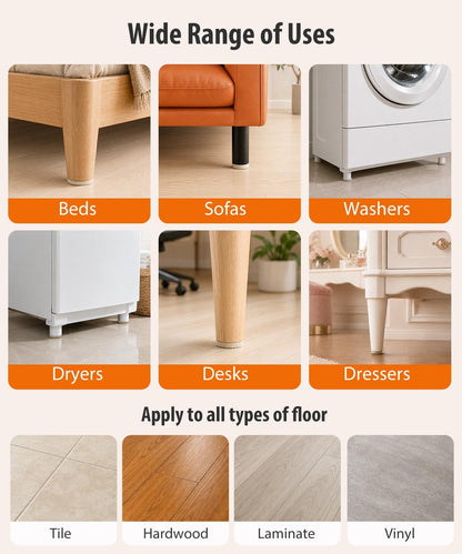Felt Furniture Pads for Hardwood Floors - Non Slip Chair Leg Protectors with Silicone Grip Dots - Heavy Duty Anti-Scratch Floor Protection for Sofas & Tables, 1 Inch Round, 24 Pack, Beige