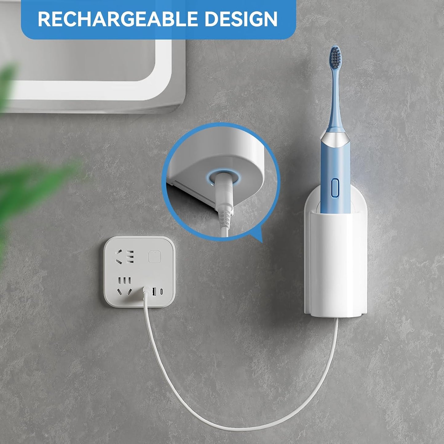 MOPMS Electric Toothbrush Holders, Wall Mounted Tooth Brushing Holder for Bathroom, Self Adhesive Electric Toothbrush Organizer Space Saver (2Pcs Clear)