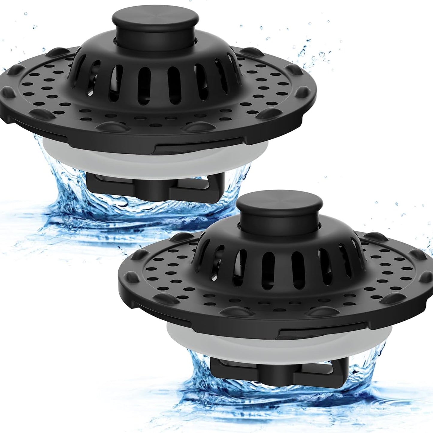 Universal Bathtub Drain Stopper Shower Drain Hair Catcher, Tub Stopper with Visible Top Strainer, Upgraded 3 in 1 Pop-up Drain Plug Fit for 1.5 to 2.4" Hole, Stainless Steel Filter Basket, Chrome