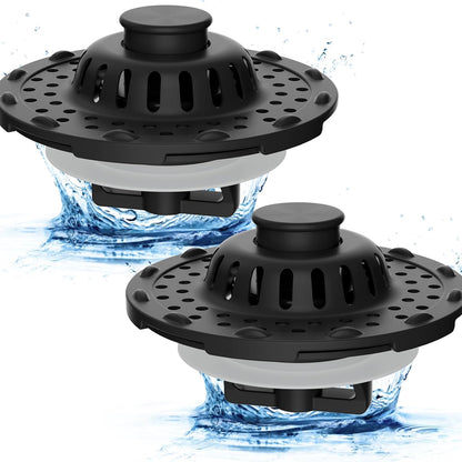 Universal Bathtub Drain Stopper Shower Drain Hair Catcher, Tub Stopper with Visible Top Strainer, Upgraded 3 in 1 Pop-up Drain Plug Fit for 1.5 to 2.4" Hole, Stainless Steel Filter Basket, Chrome