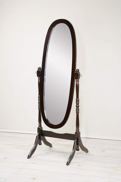 GTU Furniture Swivel Adjustable Full-Length Oval Wood Cheval Stand Floor Mirror(Pink)