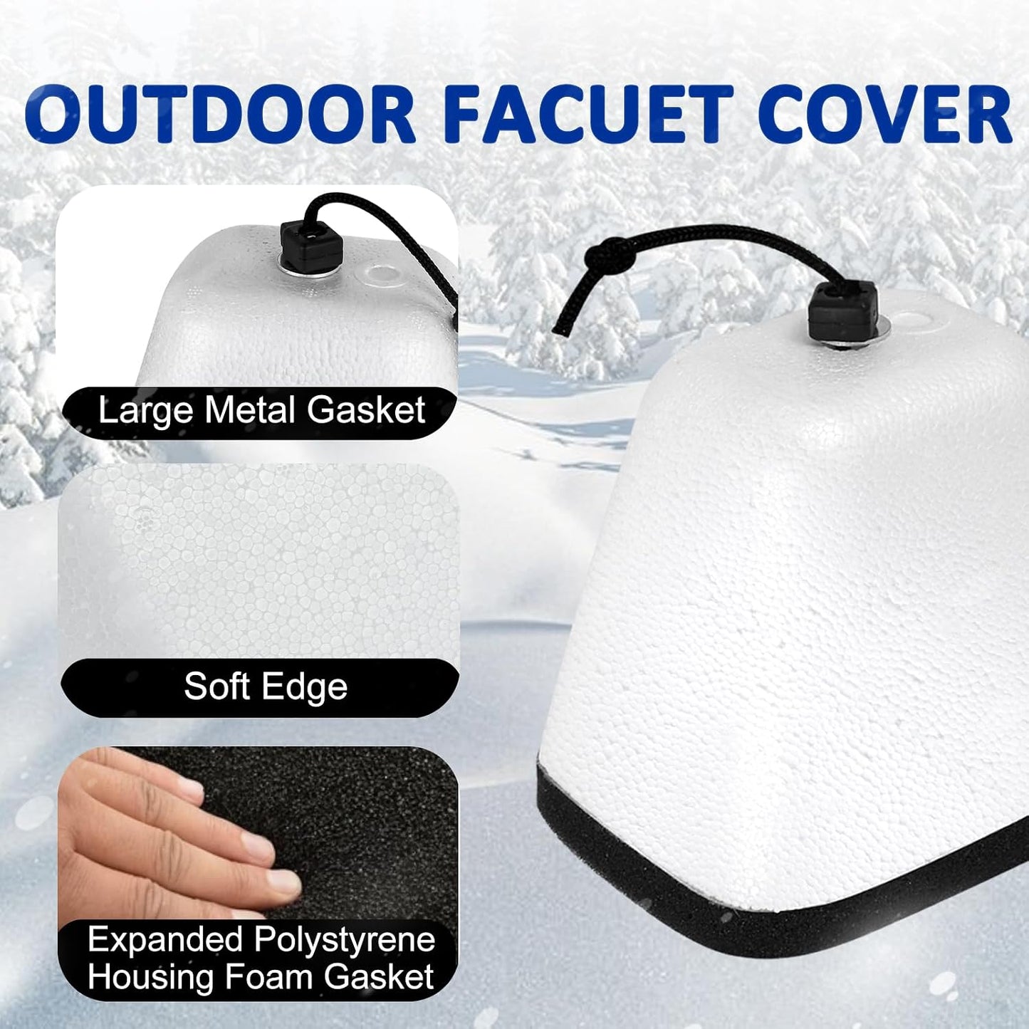 HEATIT Outdoor Faucet Cover 4 Pack, Foam Insulated Freeze Protector | Reusable Faucet Covers Protect Outdoor Water Spigots from Winter Freezing, Cold Weather and Pipe Freeze Damage