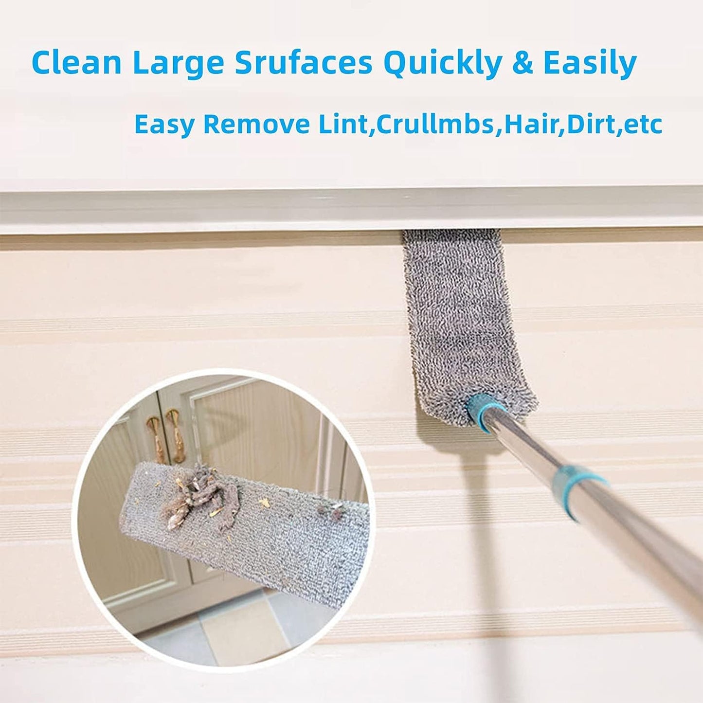 Microfiber Duster Kit High Reach Ceiling Fan Duster with Extendable Pole 100" Telescoping Cobweb Duster for Cleaning, Bendable Head Washable Duster for Ceiling, Fan, Furniture