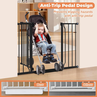 Baby Gate No Drilling, 29"-40" Auto Close Dog Gate Indoor for Doorways & Stairs, Pressure Mounted Adjustable Pet Gate, Easy Walk Through Child Gate for Children & Pets Stroller Friendly, White