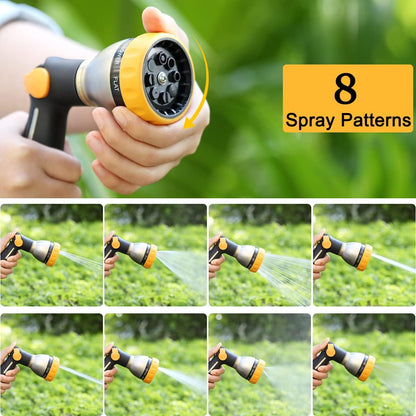 FANHAO Garden Hose Nozzle Heavy Duty Metal Spray Nozzle with Thumb Control, High Pressure Water Nozzle with 8 Adjustable Spray Patterns for Watering Plants, Washing Cars and Showering Pets
