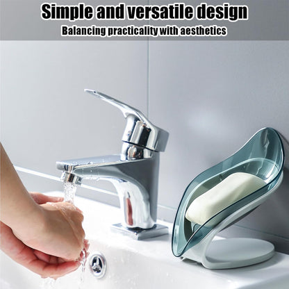 Leaf-Shaped Soap Dish – Premium Soap Bar Holder with Self-Drainage System – Bar Soap Holder for Shower, Bathroom Sink, Kitchen – Waterfall Soap Dish with Stand
