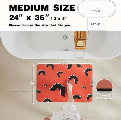 TYUU Bath Mat, Bathroom Rugs Non Slip Washable Thin Absorbent Quick Dry Bath Mat Fits Under Door Bathroom Floor Mat Perfect for Bath, Shower, or Sink 16"x24" Dark Grey