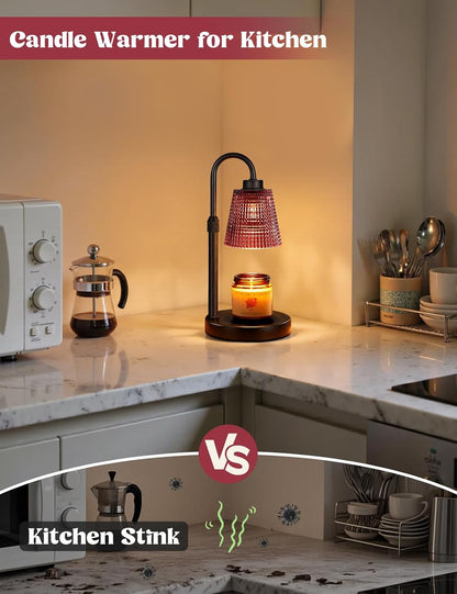 Innqoo Candle Warmer Lamp with Timer, Dimmable Candle Warmer for Jar Candles, Height Adjustable Wax Melts Warmer, Birthday Gifts for Women Mom, House Warming Gifts New Home Decor