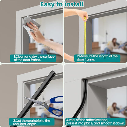 19.7 Ft V-Shape Thin Weather Stripping Door Seal Strip for Doors Frame,Self Adhesive Foam Tape Weatherstripping Door Insulation Winter,Door Soundproof Gap Filler Sealing Strip,Black