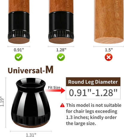 Chair Leg Floor Protectors, 24 Pack Silicone Furniture Pads for Hardwood Floors, Anti-Scratch Furniture Sliders Felt Pads, Noise-Reducing Chair Feet Covers, Table Legs Fit Sizes to(1.3" to 1.97")