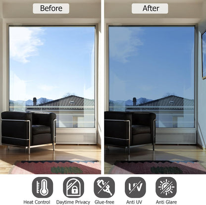 HIDBEA Frosted Window Privacy Film - Non Adhesive Static Cling Glass Stickers Sun UV Blocking Heat Control Door Covering Decals for Home Office, 23.6 x 78.7 Inch