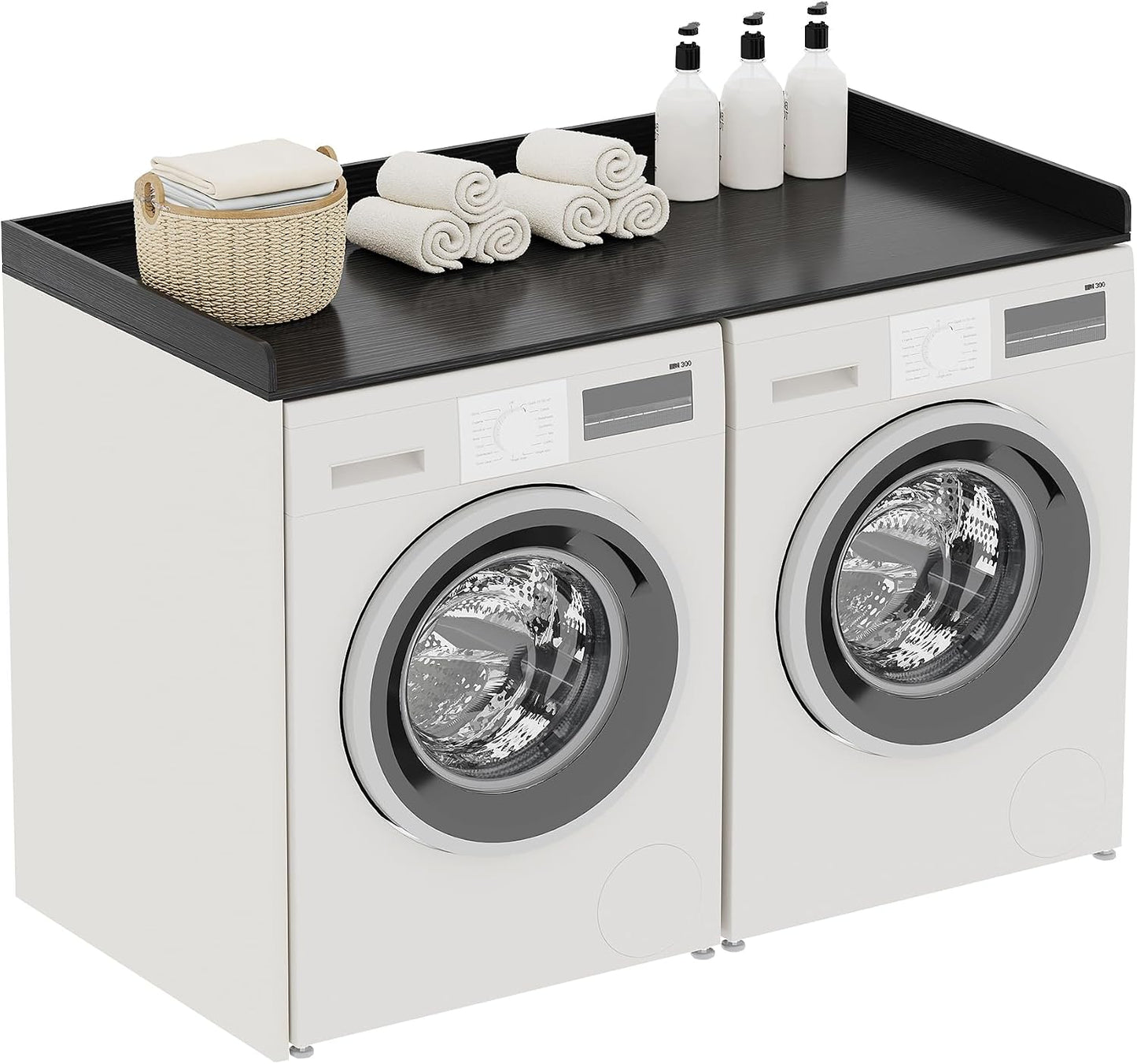 ChooChoo 2-Tier Washer Dryer Countertop with Adjustable Shelf, Spacious Laundry Room Storage for Folding Clothes and Efficient Organization, Walnut