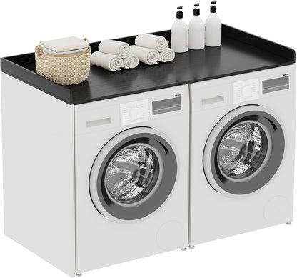 ChooChoo 2-Tier Washer Dryer Countertop with Adjustable Shelf, Spacious Laundry Room Storage for Folding Clothes and Efficient Organization, Walnut
