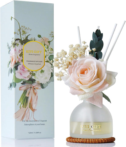 Reed Diffuser Set,4.06 oz Scent Flower Diffuser with 6 Sticks,Home Fragrance,Reed Diffuser for Bathroom Shelf Decor (Jasmine Rose)